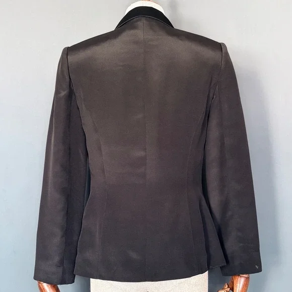 Vintage Laurence Kazar Beaded Silk Tuxedo Blazer | Size 6 | Black Evening Jacket - Picture 3 of 9